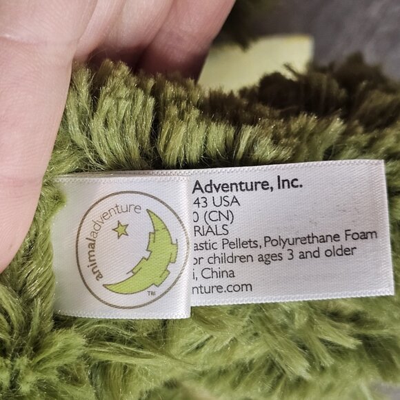 Animal Adventure‎ Green Frog Plush Stuffed Animal Yellow Gingham Bow 11" 2012 - Picture 9 of 10